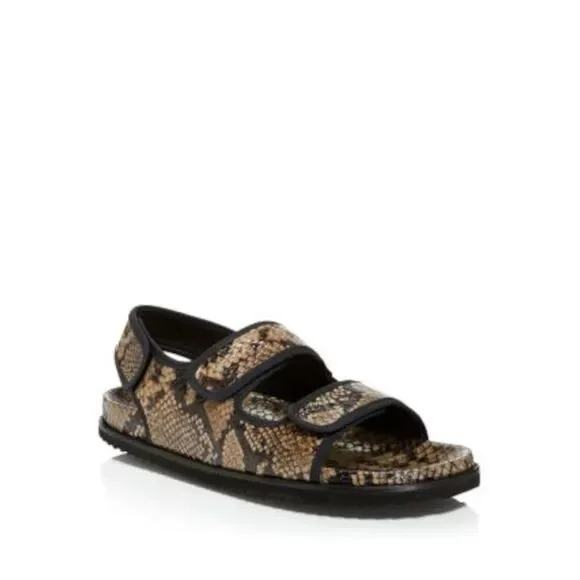 FREDA SALVADOR Womens Brown Snake Klara Toe Platform Leather Slingback Sandal 10 - Picture 1 of 3